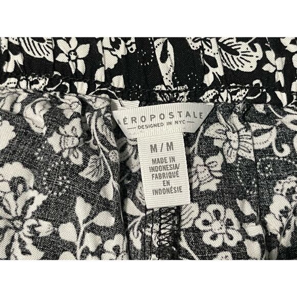 AEROPOSTALE SOFT FLOWY ELASTIC WAIST DRAWSTRING FLORAL BLACK & WHITE SHORTS M - Picture 4 of 6